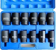 TONYNOL 3/4 Inch Drive Deep Impact Socket Set,6-Point,Metric (24mm to 41mm),12 Pcs,Cr-Mo,Heavy Duty 