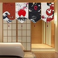 Set of 4 Japanese Culture(Fuji Crane Sea Wave) Short Type Doorway Triangle Flag Noren Door Curtain f