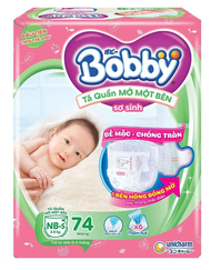 Bỉm - tã quần Bobby mở một bên size NewBorn S74 miếng (Cho bé từ 3-8kg)
