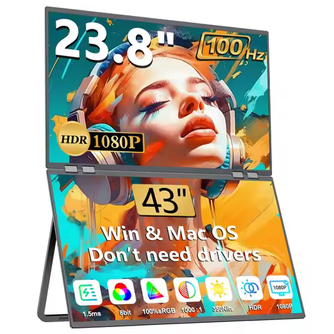 UPERFECT Delta 23.8" 100Hz Dual Portable Monitor 1080P Stacked Displays USB-C HDMI Triple Laptop Scr