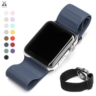 [HOT JUXXKWIHGWH 514] สาย Lebanda สำหรับ Apple Watch Series 7 6 SE 5 4 3กีฬาซิลิโคนวงสำหรับ IWatch 40 41 44 45มิลลิเมตรหนังลิงค์การออกแบบปรับ