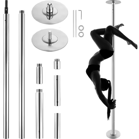 SucceBuy Professional Dancing Pole Spinning Static Dancing Pole Kit Portable Removable Pole 45mm Hea