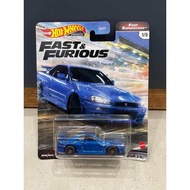 Xe mô hình đồ chơi bánh cao su Hotwheels 1:64 PREMIUM - FAST & FURIOUS - Nissan Skyline GTR (BNR34)