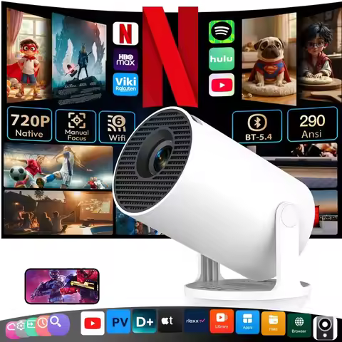 2025MiniProjector Android HY300 Pro Dual Wi-Fi 6 260 ANSI Native 1280*720P Supports 4K Home Theater