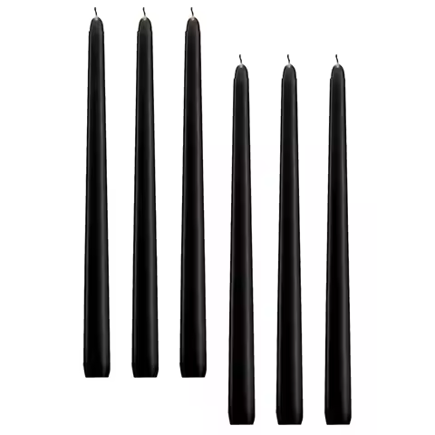 Pillar Candles Black 10 Inch Tall Taper Set of 14 Unscented Small Candles 8 Hours Burn Time Cotton W