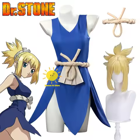 Anime Dr.Stone Cosplay Kohaku Cosplay Costumes Dress Waistornament Belt Kohaku Suit Wig Amber Hallow