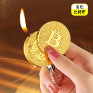 Metal coin gas lighter flame pendant lighter unique inflatable lighter