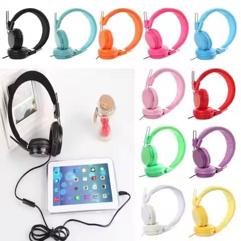 Portable Kids Wired Ear Headphones Stylish Headband Earphones for iPad Tablet Kid Headphones For Boy