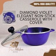 Non-Stick Granite Stone Violet Casserole with cover kitchen cookware, Healthy non-stick frying fan o