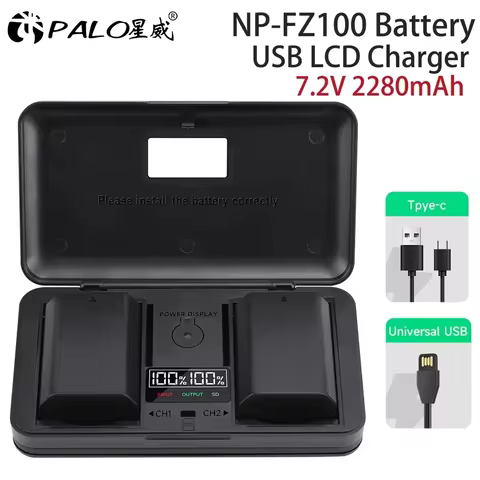 NP-FZ100 NPFZ100 NP FZ100 Battery with Charger Case for Sony a9 A9M2 a7R III a7c a7iv III A6600 A7m3