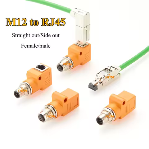 Bulkhead Connector M12 to RJ45 Adapter M12 8pin Type A code Ethernet to RJ45 8P8C Panel Mount Right 
