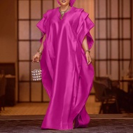 VONDA Oversize Women Maxi Dress Elegant Short Sleeve Ruffled Satin Silk Party Sundress 2024 Casual L