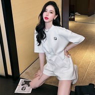 ELF TRIBE Casual Sportswear Suit Women Loose Short-sleeved T-shirt & Shorts 2-piece Set