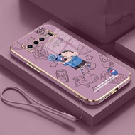 Samsung Galaxy S10+ Plus S9 S8+ Plus Note 10+Plus 9 8 Crayon Shin-chan Soft Phone Case  Cartoon Lovely Square Edges Plating Cover