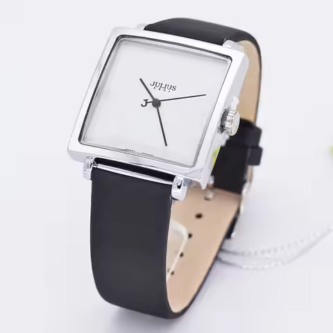 Top Julius Lady Women's Watch Elegant Simple Square Fashion Hours Dress Bracelet Nylon Real Leather 