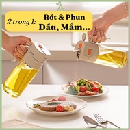 2-Use Bottle: Pouring & Mist Oil Dispenser, OKAMI Glass Liquid Spice Bottle 470ml