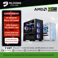 MLOONG Custom Gaming/Live Streaming/Design/Office Desktop PC | R7 9800X3D ASUS RX 9070XT 16G