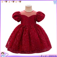 MQATZ Summer Orange 1st Birthday Dress For Baby Girl Clothes Puff Sleeve Baptism Princess Dress Flow