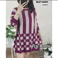 Fefe Top Selkey Knitted Blouse Top JumboWanita Ld 120 - 150 XXXL Imported Knit