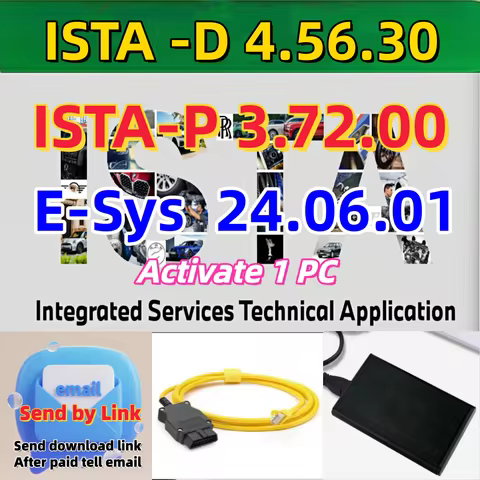 B-M-W ISTA-D 4.56.30 ISTA-P 3.72.00 E-sys 24.06.01 diagnostic software ENET OBDII Ethernet Cable for