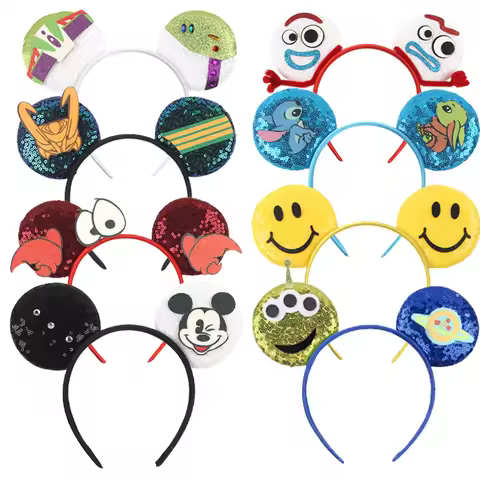 Disney Festival Party Cosplay Mouse Ears Headband 3.3" Ears Glitter Hairband Without Bow For Boys DI