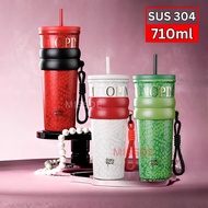 710ml Stainless Steel Tumbler Mug With Straw Lid Straw Drinking Glass/ Hot & Cold Mug Maxi/
