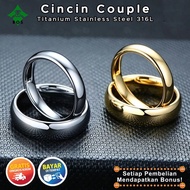 Cincin Emas Imitasi 24K Cincin Couple Pria Wanita Titanium Tunangan Korea Asli Terbaru Emas Nikah