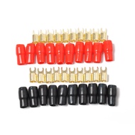 10 Pairs Copper Gold Plated 4 Gauge Strip Spade Terminal Spade Fork Adapters Connectors Plugs Crimp 