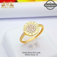 HOT ITEM Cincin  Batu BVLGARII with White Stone Version Gold Ring | Gold 916 💯 Original
