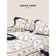 LOVEY COSY Korean Light Luxury Spring Summer Milk Velvet Rose French Retro Plus Velvet Thickened Bed