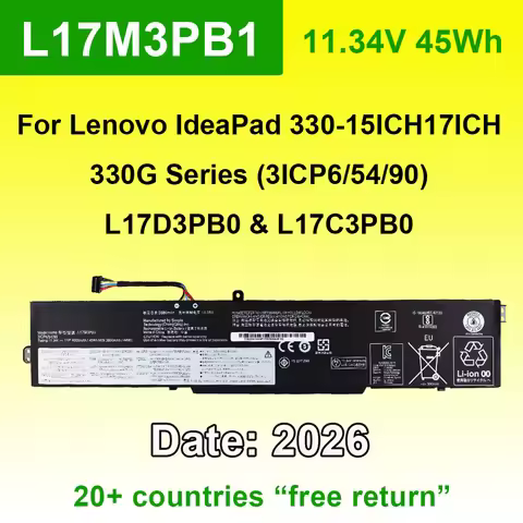 DODOMORN 11.34V 45Wh L17M3PB1 Laptop Battery For IdeaPad 330G 330-15ICH 330-17ICH L17D3PB0 L17C3PB0 