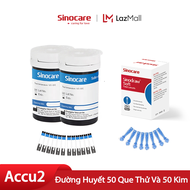 Sinocare Que Thử Đường Huyết Safe Accu2 50 Que Thử Tặng Kèm 50 Kim