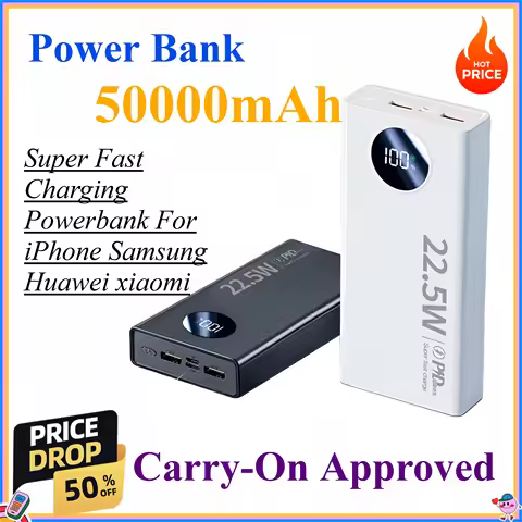 20000mAh 50000mAh High Capacity Power Bank Super Fast Charging Powerbank Portable Battery For iPhone