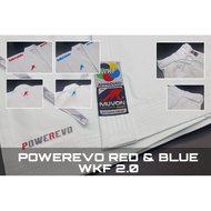 MERAH Karate shirt words Powerevo red & biru 2.0 WKF Muvon