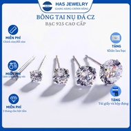H.A.S silver earrings with a 4-prong Cz stone Size 2mm-3mm-4mm-5mm-6mm - HBT134