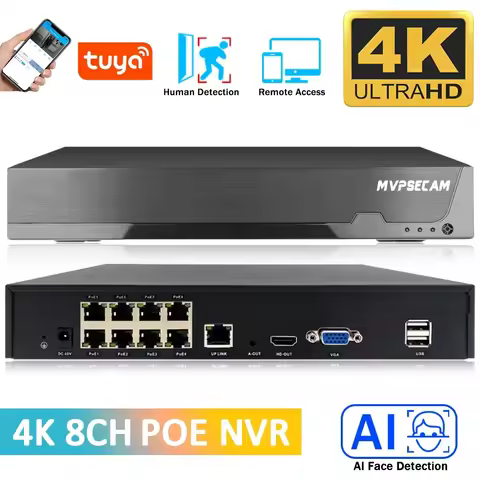 Smart life 4K 8CH PoE NVR 8MP CCTV Security System Motion Detection H.265 Network Surveillance Audio