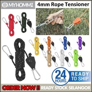 Camping Rope Pulley Adjuster 4mm 4m Paracord Outdoor Adjustable Tensioner Reflective Tent Buckle