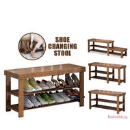 【In stock】Household Shoe Changing Stool Bamboo Large Capacity Shoe Rack Porch Shoe Cabinet Bench Cus