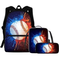 FOR U DESIGNS Baseball School Backpack for Boys 4-6 with Lunch Box Cool School Bag Set for Kids Ligh