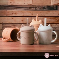Taiwan FDA Legal Import > Little Cute Cat Silicone Learning Straw Cup (Free Brush)