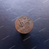 Uang Koin Kuno Belanda VOC 1 Duit Holland tahun 1751 -VOC40