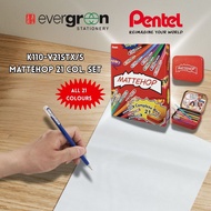 [SG] Pentel Mattehop 21 Color 1.0mm Pens | Complete Set [Evergreen Stationary]