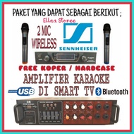 Paket Amplifier 3R RVD - 1918 BT  Bluetooth Dan 2 Mic Wireless Cocok Buat Speaker 15  12 10 8 6 Inch