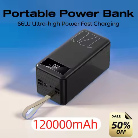 66W Fast Charging Power Bank 120000mAh Portable Power Bank Cell Phone Charger External Battery Backu