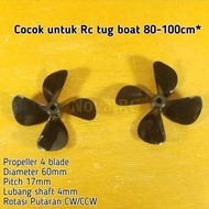 RC BOAT PROPELLER 4 BLADE 60MM ID4MM CW/CCW NYLON ABS SUPER STRONG-Energy Blast
