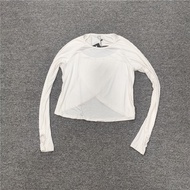 Modal Women's Soft Breathable Anti-slip Walking Sleeve Sweatshirt Cicada Wing Split Round Neck Yoga 