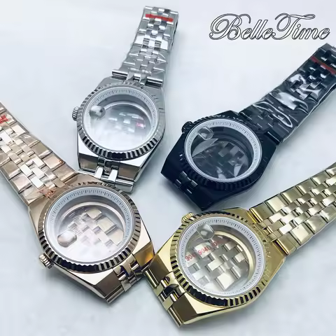 40mm PVD Land-Dweller Silver Black Gold RoseGold Watch Case Sapphire Glass For NH34 NH35 NH36 Moveme