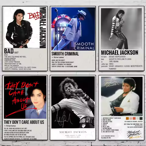 Singer M-Michael J-Jackson Album Cover Poster Waterproof Wall Art Sticker For Living Room Vintage De