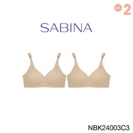 ( 1 แถม 1) Sabina Soft Collection Level 2 เสื้อชั้นใน ไร้ตะเข็บ ไร้โครง รหัส NBK24003 - สีเนื้อเข้ม