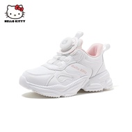 รองเท้ากีฬาสีขาวสำหรับเด็กผู้หญิง Hello Kitty รองเท้าสีขาวสำหรับเด็กผู้หญิงฤดูใบไม้ผลิและฤดูร้อนรองเท้าวิ่งสีขาวล้วนสำหรับนักเรียนรองเท้าเดินทางลำลอง